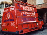 Ford transit van with glass rack